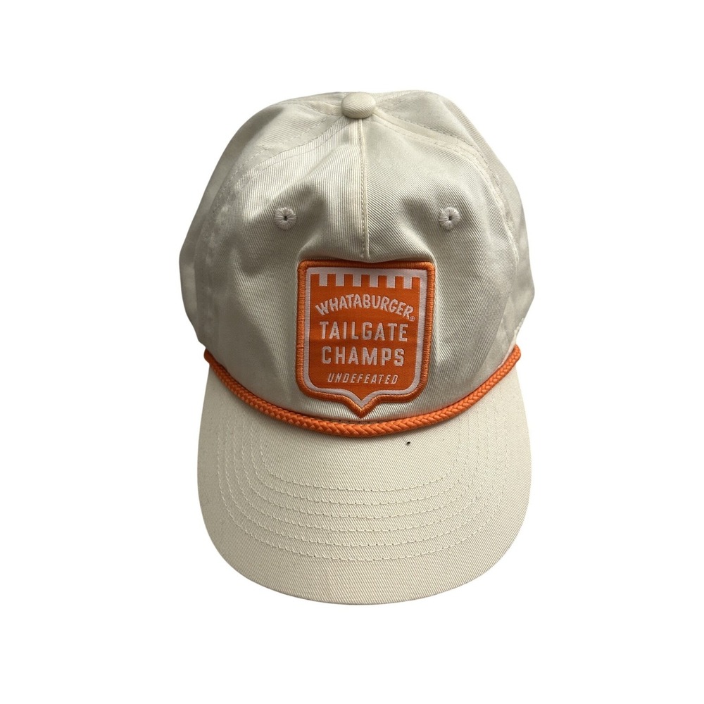 Whataburger Tailgate‎ Champs Hat Mens OSFM Cream New With Tag Rope Snapback Cap